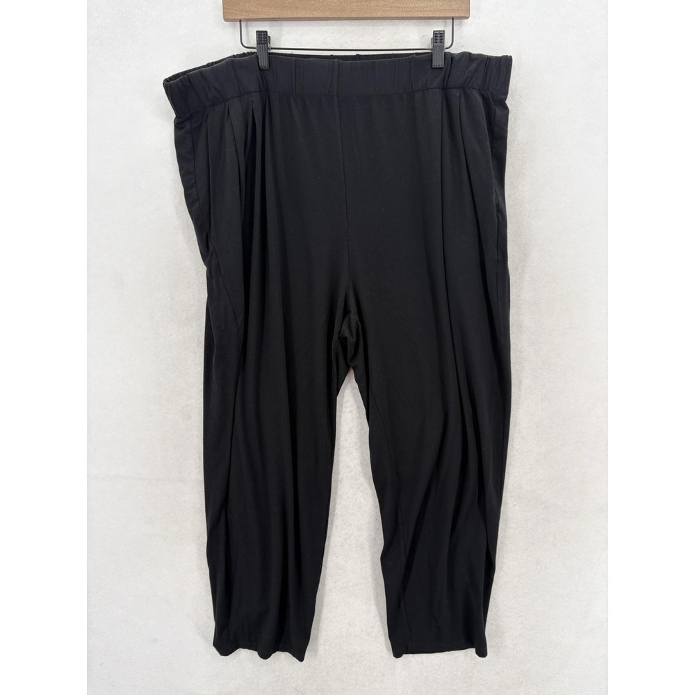 Eileen Fisher Jersey Knit Pants Womens Plus 2X Black Tapered Elastic Waist Crop